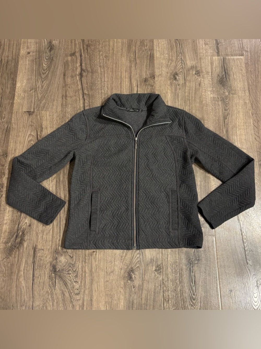 prAna Jacket Womens Medium Gray Fleece Full Zip Travel Hiking Gorpcore